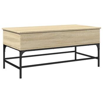 Mesa De Centro 100x50x45 Cm Madera Y Metal Trabajados - Marrón