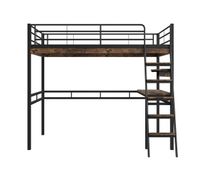 cama entrepiso 90x200cm - con escritorio  estantes  barreras - negro