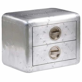 Mesa Auxiliar Estilo Aviador Con 2 Cajones Vintage Vidaxl