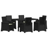 conjunto de comedor de jardin 7 uds antracita y crema pp vidaxl