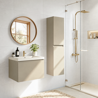 muebles de bano suspendidos con lavabo blanco 60 cm con columna greige - lomazoo sorrento