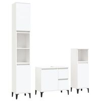 set de muebles de bano  armario de bano 3 piezas madera contrachapada blanco