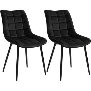 Set 2 Sillas De Comedor 40 5 Cm Silla De Cocina Asiento De Terciopelo Patas De Metal 5x46x85 - Negro - Woltu
