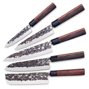 3 Claveles Osaka - Juego Master De 5 Cuchillos De Estilo Asiático Forjados A Mano
