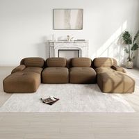 sofa modular en u - mueble para salon y dormitorio - pana - marron 388x178x75cm