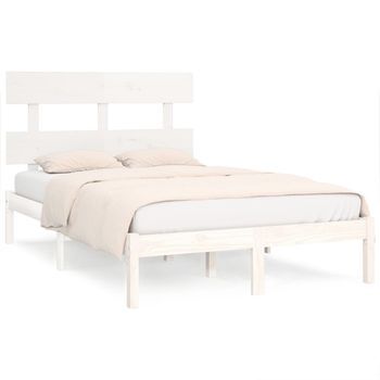 Estructura De Cama De Madera Maciza Pino Blanca 160x200 Cm Vidaxl