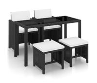 set comedor de jardin 5 piezas y cojines ratan sintetico negro vidaxl