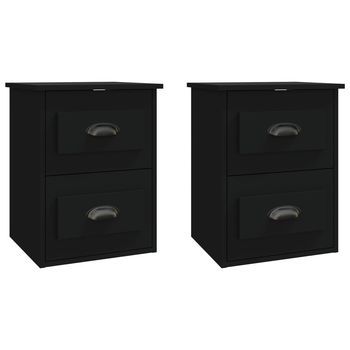 Pack 2 Uds Mesitas De Noche | Mesa Auxiliar | Mesilla De Pared Negras 41,5x36x53 Cm
