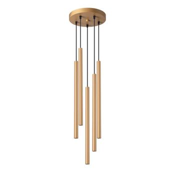Lámpara colgante vacu dorado, 5 luces