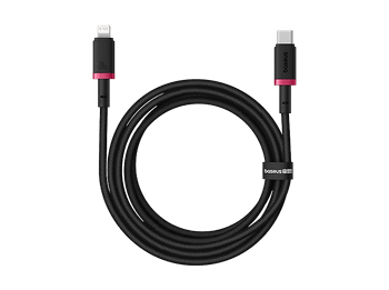 Cable USB a Lightning - Baseus DURA, Tipo-C, Carga rápida, trenzado ultrarresistente de 200 cm, Universal, 20W, Rojo y Negro