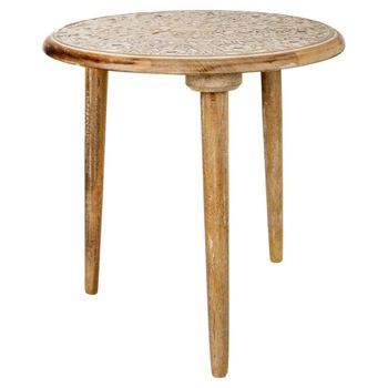 Mesa de centro de madera artesanal marrón 45x45x45