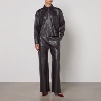 maxco glossy jersey faux leather trousers - l