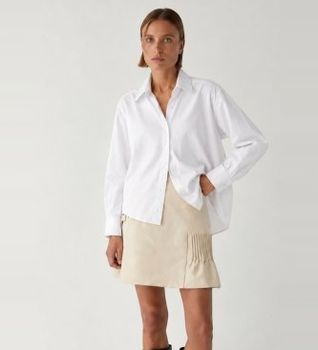 LAAGAM para mujer. P004S Camisa No Boyfriend blanco (S), Casual, Algodón, Manga larga