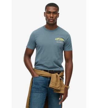 Superdry para hombre. M1012242A Camiseta Mountain Relaxed azul (M), Casual, Algodón, Manga corta