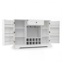 costway aparador con botellero dos puertas un cajon estante regulable almacenamiento para comedor para el hogar elegante 120 x 83 x 40 cm blanco