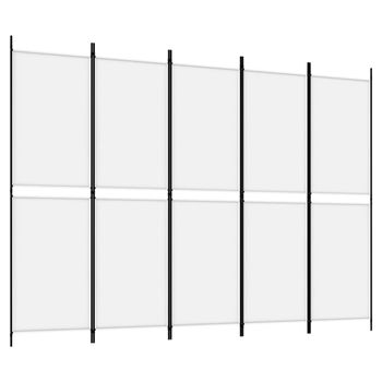 Biombo divisor de 5 paneles de tela blanco 250x180 cm