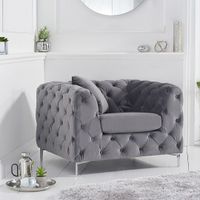 amara grey velvet armchair