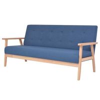 sofa de 3 plazas de tela azul vidaxl