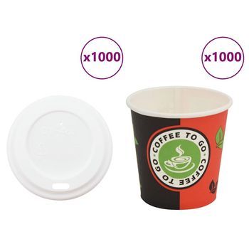 Vasos De Café De Papel Con Tapa 1000 Uds 4oz 120ml Vidaxl