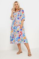 yours vestido escalonado blanco de flores con manga abullonada mujer curvy y tallas grandes yours