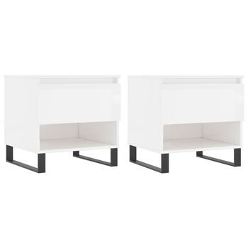 Pack 2 Uds Mesas Centro，mesa Auxiliar，mesa De Café Madera Ingeniería Blanco Brillo 50x46x50 Cm