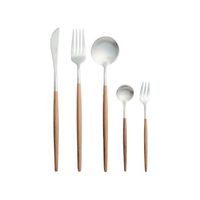 cuberteria moderna de 30 piezas para cualquier ocasion cuchillo tenedor cuchara cucharilla tenedor para pasteles mangos con aspecto de madera acero inoxidable plateado bavette