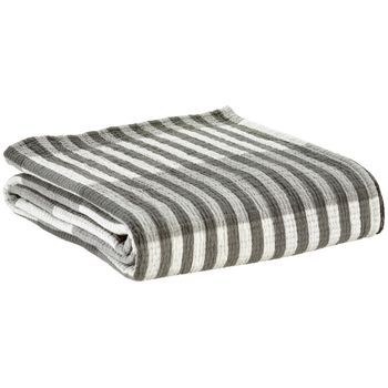 Manta Calista De Algodón 100% - Jacquard A Rayas Gris Claro, 137 X 180 Cm