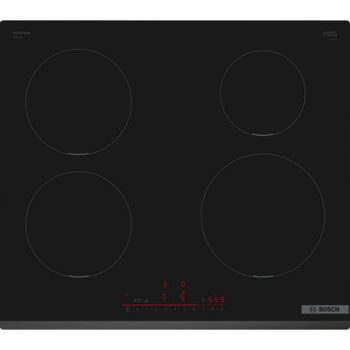Placa de inducción Bosch PIE631HB1E 7400W, 60 cm, 4 zonas, vidriocerámica, control táctil, negro