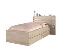 cama individual 90x190200 con 2 cajones y 2 estantes - escala