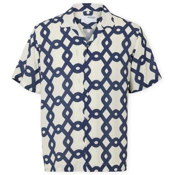 Selected Camisa manga corta Relax-Vero Shirt - Egret/Geo para hombre