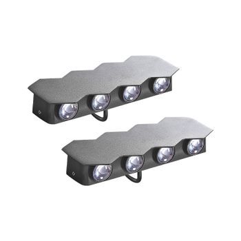 Conjunto De 2 Lámparas Led De Exterior Fabricadas En Metal En Color Negro Weldon