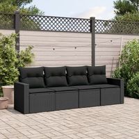 conjunto de sofas jardin 4 uds  mueble jardin mesa y sillas con cojines ratan sintetico negro cfw123326