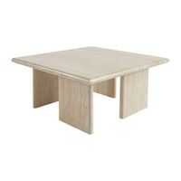 mesa de centro baja y cuadrada beige travertino
