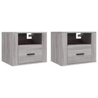 pack 2 uds mesitas de noche  mesa auxiliar  mesilla de pared gris sonoma 50x36x40 cm