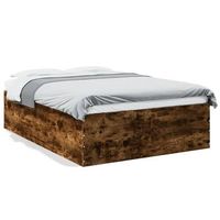 estructura de cama madera de ingenieria roble ahumado 135x190cm vidaxl