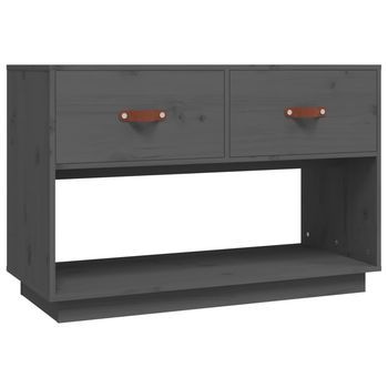 Mueble De Tv Madera Maciza De Pino Gris 90x40x60 Cm