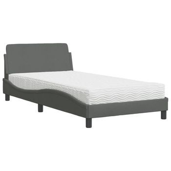 Cama Con Colchón Dover Tela Gris Oscuro 100x200 Cm Vidaxl