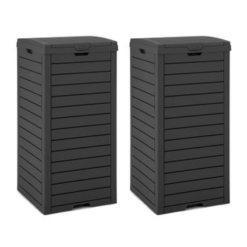 Costway Juego de 2 Cubo de Basura Exterior de 118 L a Prueba de Agua con Bandeja Inferior Deslizable para Patio Terraza 40 x 40 x 86 cm Negro
