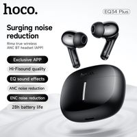 auriculares hoco anc con reduccion activa de ruido inalambricos por bluetooth 54 con control por aplicacion sonido eq auriculares deportivos hifi para musica 28h en espera