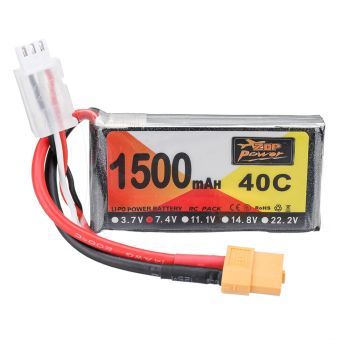 Batería LiPo ZOP Power 7.4V 1500mAh 40C 2S con conector XT60 para RC Drone