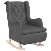 sillon de salon  silla  sillon con patas mecedoras madera de caucho tela gris oscuro