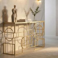 consola geometrica de metal dorado cm 120x41x81