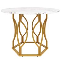 mesa de comedor redonda para 4 personas mesa de cocina con tablero de mdf y patas metalicas 100x100x76 cm blancooro