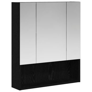 Armario Con Espejo De Baño Roble Negro 60 X 14.5 X 70 Cm Vidaxl