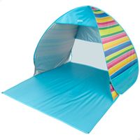 aktive - tienda de playa pop up 140x160x110 cm 2 personas multicolor con suelo y ventana varillas de acero proteccion uv50 indice impermeabilidad 200 mm incluye bolsa transporte carpas