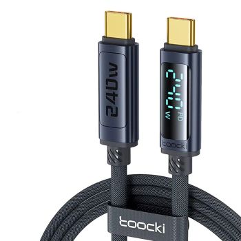 Cable Toocki TQ-X57C4 PD240W USB-C a USB-C con pantalla digital PD3.1 QC4.0 para carga rápida y transmisión de datos, lí