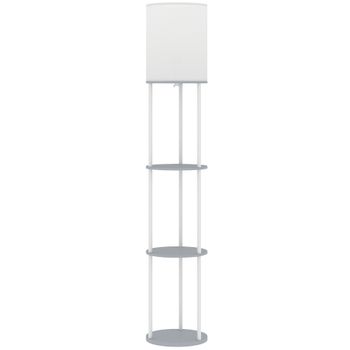 HOMCOM Lámpara de Pie con Estantes con 3 Temperaturas de Color Control Remoto para Salón Dormitorio Oficina Gris