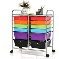 carro de servicio con ruedas y 12 cajones apilables carrito auxiliar marco costway 63 x 37 x 74 cmcolorido