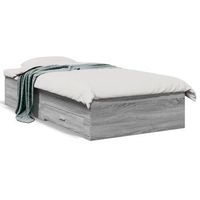 cama para adulto  cama individual  cama con cajones madera ingenieria gris sonoma 100x200 cm