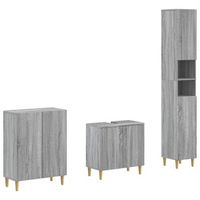 juego de armarios de bano de 3 piezas arnhem sonoma gris vidaxl